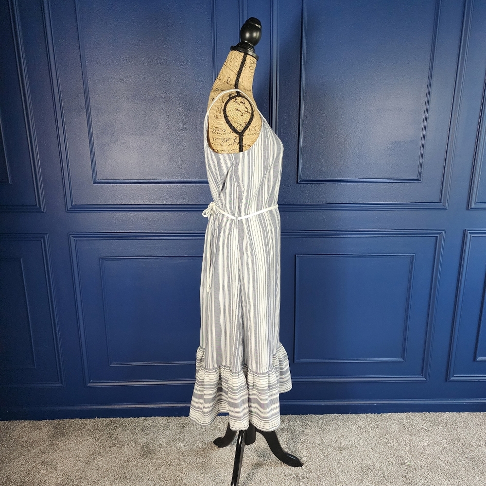 Vince Camuto Striped Ruffle Hem Midi Dress Size Small - Picture 3 of 10